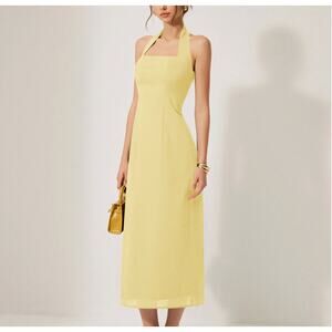 Yellow Halter backless Split Dress Size M